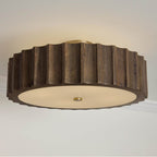 Capital Lighting Cody 20'' W X 8.25'' H 4-light Reversed-flute Handcrafted Mango Wood Drum Semi Flush In Nordic Wood With Matte Brass And White Glass Diffuser