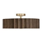 Capital Lighting 257641MA Matte Brass 20'' W X 8.25'' H 4-light Reversed-flute Handcrafted Mango Wood Drum Semi Flush In Nordic Wood With Matte Brass And White Glass Diffuser Image 2