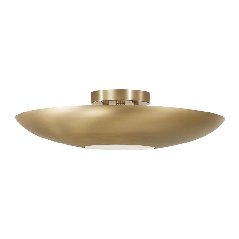 Capital Lighting 257741AD Aged Brass 22.5'' W X 6'' H 1-light Modern Semi-flush In Aged Brass With Real Alabaster Diffuser Image 1