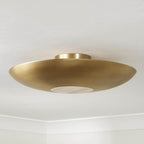 Capital Lighting Gia 22.5'' W X 6'' H 1-light Modern Semi-flush In Aged Brass With Real Alabaster Diffuser