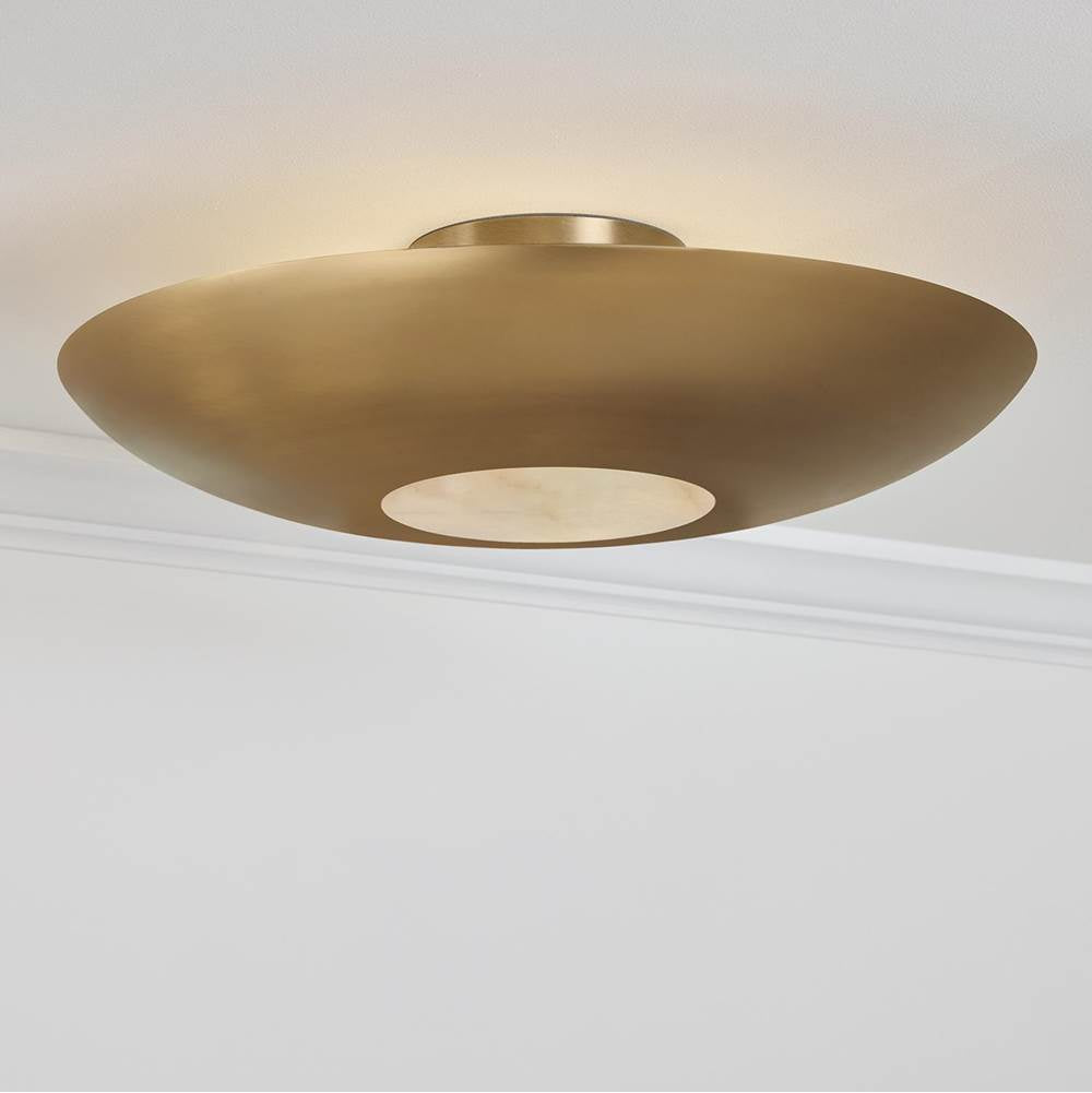 Capital Lighting 257741AD Aged Brass 22.5'' W X 6'' H 1-light Modern Semi-flush In Aged Brass With Real Alabaster Diffuser Image 3