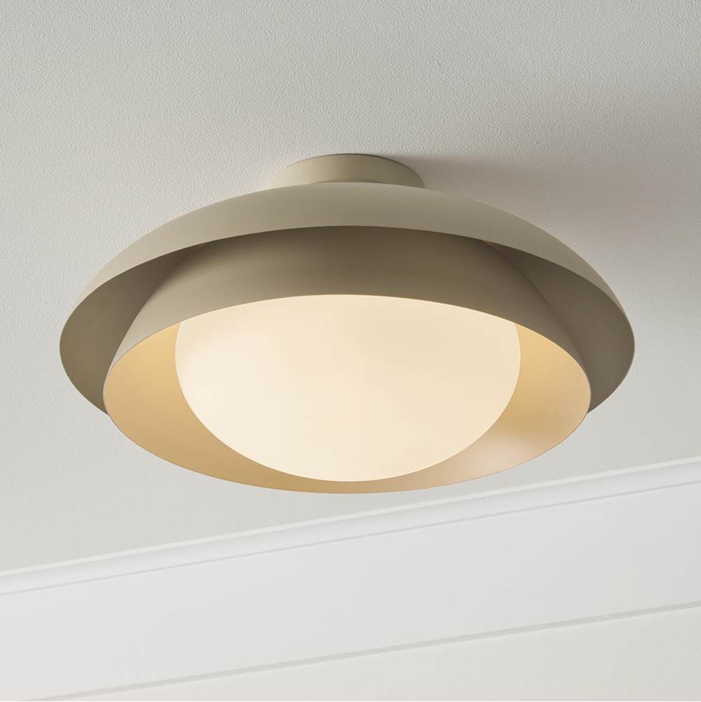 Capital Lighting 259211TP Taupe 17.75'' W X 9.25'' H 1-light Modern Tiered Dome Semi Flush In Taupe With Soft White Glass Diffuser Image 2