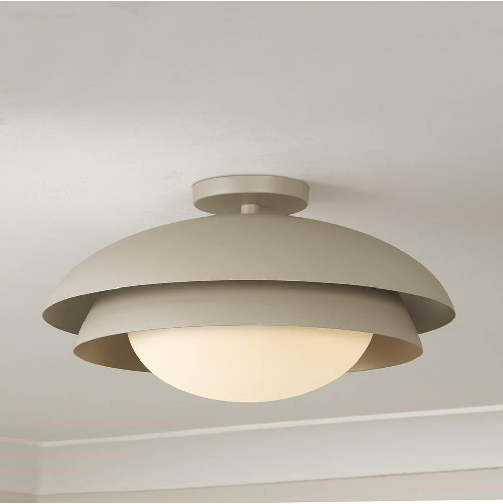 Capital Lighting Jensen 17.75'' W X 9.25'' H 1-light Modern Tiered Dome Semi Flush In Taupe With Soft White Glass Diffuser