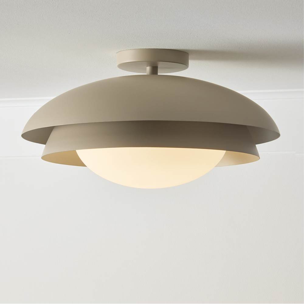 Capital Lighting 259211TP Taupe 17.75'' W X 9.25'' H 1-light Modern Tiered Dome Semi Flush In Taupe With Soft White Glass Diffuser Image 4