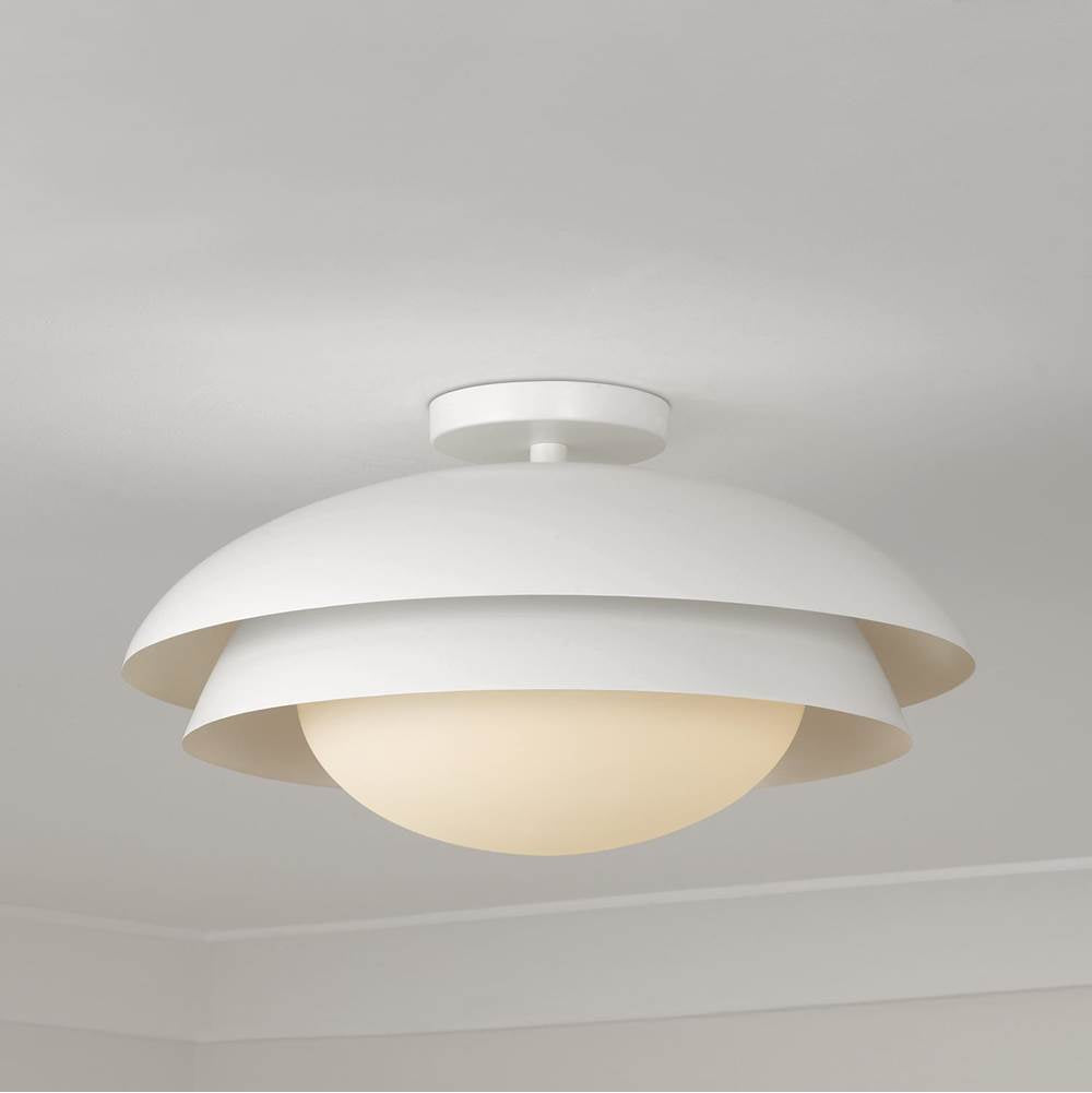 Capital Lighting Jensen 17.75'' W X 9.25'' H 1-light Modern Tiered Dome Semi Flush In Taupe With Soft White Glass Diffuser