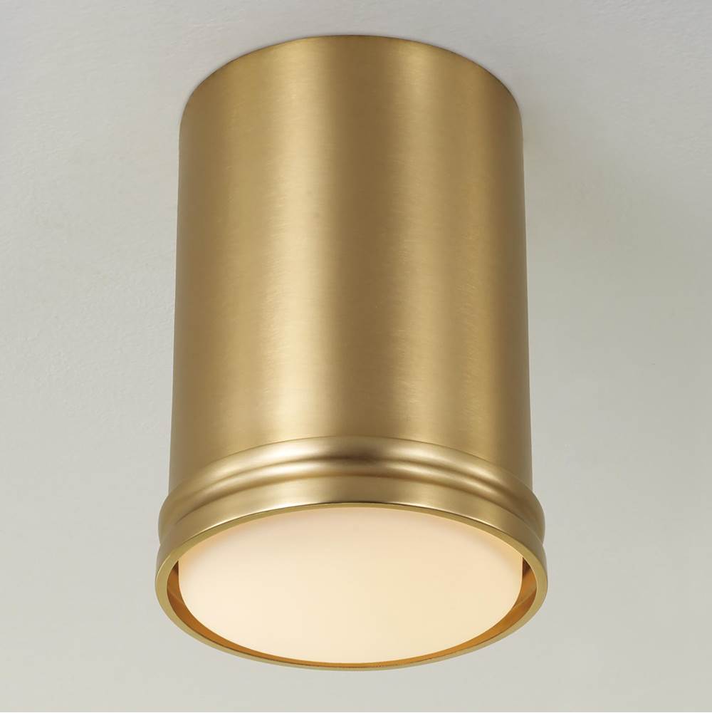 Capital Lighting 259411AD Aged Brass 5.5'' W X 7.75'' H Integrated Led Mini Flush Mount Cylinder Light In Aged Brass With Soft White Glass Diffuser Image 3