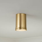 Capital Lighting Griffin 5.5'' W X 7.75'' H Integrated Led Mini Flush Mount Cylinder Light In Aged Brass With Soft White Glass Diffuser