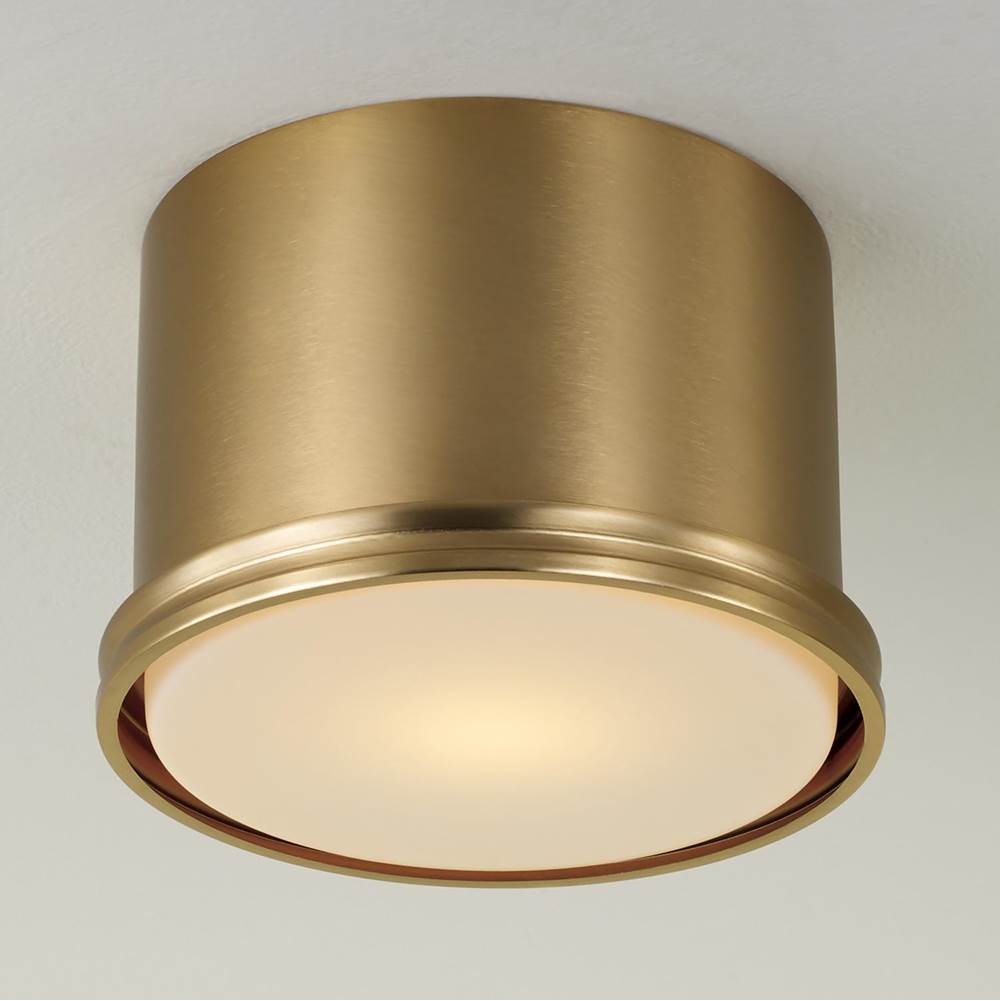 Capital Lighting 259412AD Aged Brass 8.75'' W X 6'' H 1-light Flush Mount Cylinder Light In Aged Brass With Soft White Glass Diffuser Image 3