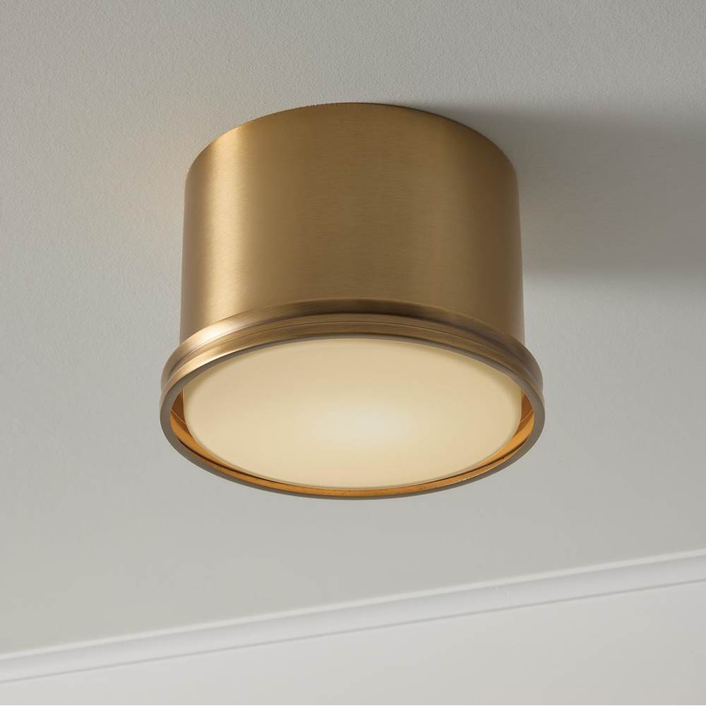 Capital Lighting 259412AD Aged Brass 8.75'' W X 6'' H 1-light Flush Mount Cylinder Light In Aged Brass With Soft White Glass Diffuser Image 6