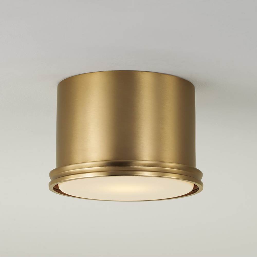 Capital Lighting 259412AD Aged Brass 8.75'' W X 6'' H 1-light Flush Mount Cylinder Light In Aged Brass With Soft White Glass Diffuser Image 4