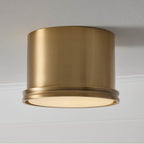 Capital Lighting Griffin 8.75'' W X 6'' H 1-light Flush Mount Cylinder Light In Aged Brass With Soft White Glass Diffuser