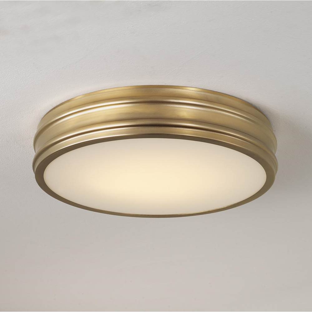 Capital Lighting Vale 16'' W X 3.25'' H Integrated Led Flush Mount In Aged Brass With Soft White Glass Diffuser