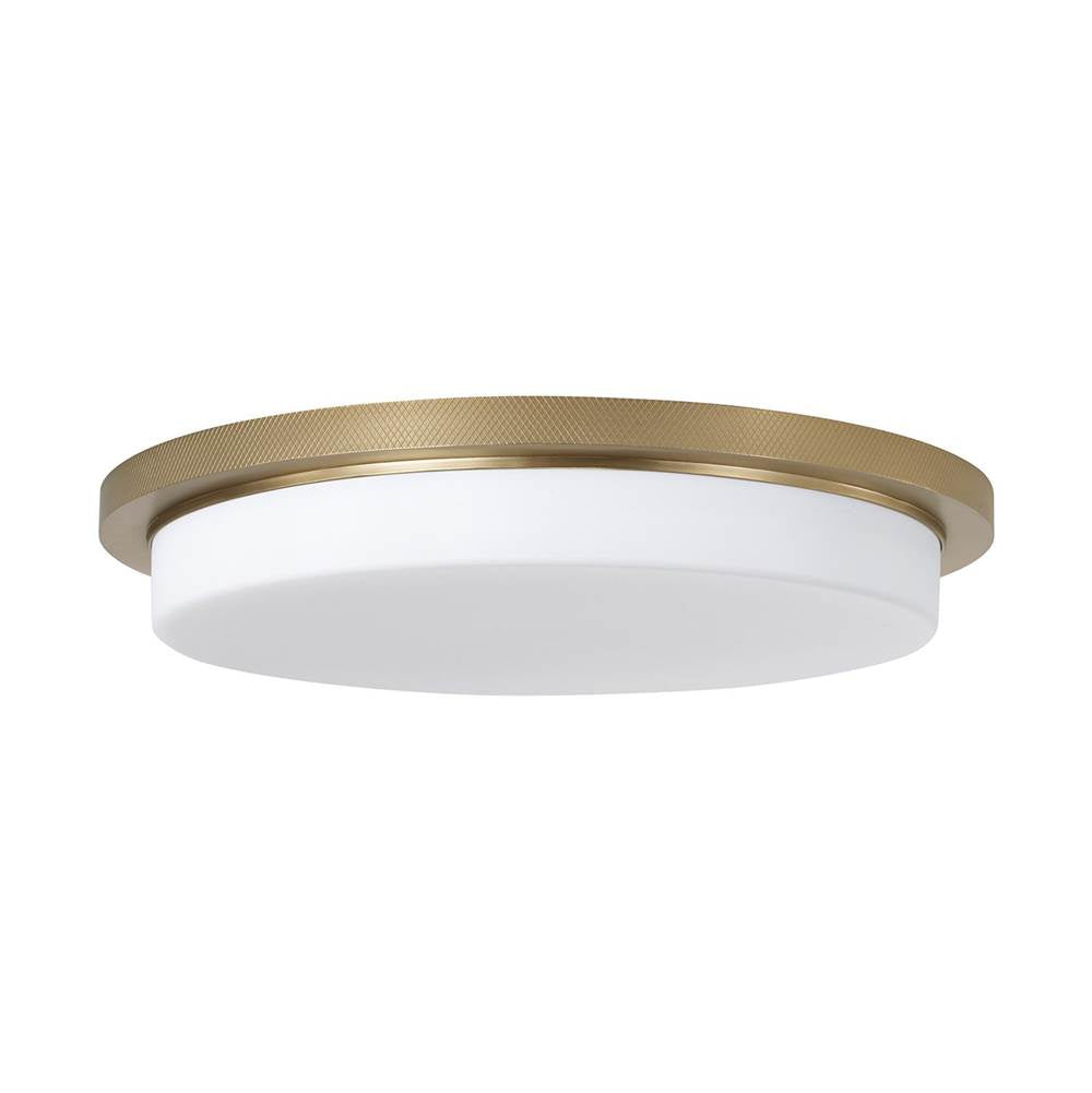 Capital Lighting 261311AD Aged Brass 16'' W X 2.5'' H X 16'' Integrated Led Flush Mount In Aged Brass With Knurled Texture And White Glass Image 1