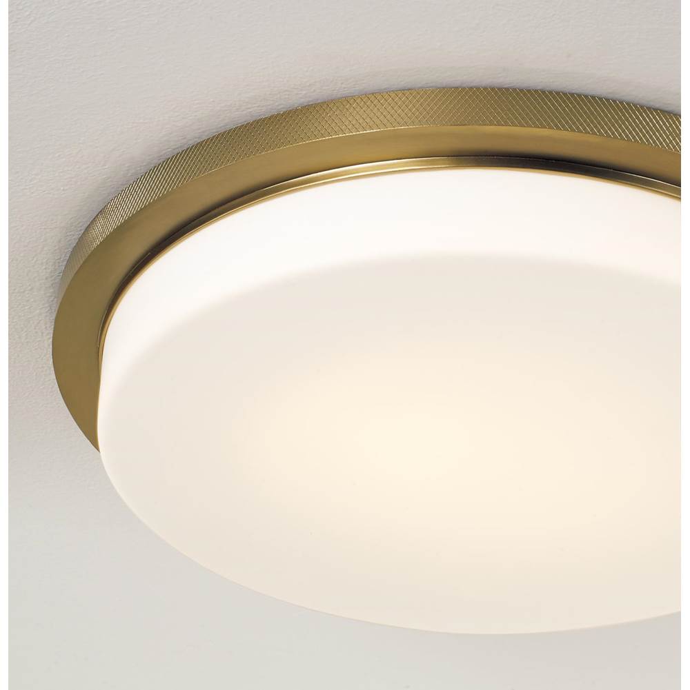 Capital Lighting 261311AD Aged Brass 16'' W X 2.5'' H X 16'' Integrated Led Flush Mount In Aged Brass With Knurled Texture And White Glass Image 2