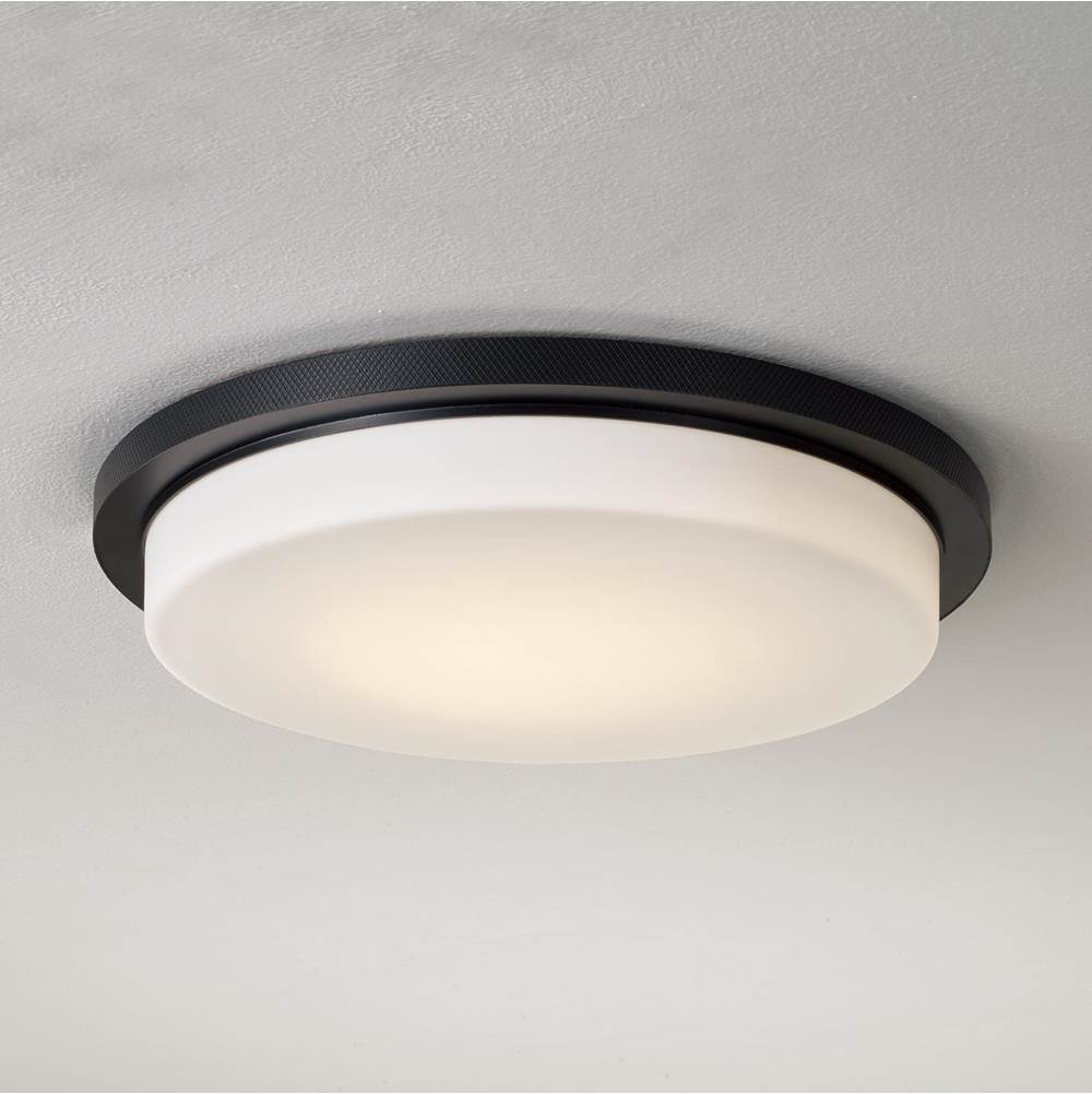Capital Lighting Dominic 16'' W X 2.5'' H X 16'' Integrated Led Flush Mount In Aged Brass With Knurled Texture And White Glass