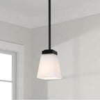 Capital Lighting 314411MB-334 Matte Black 5'' W X 6'' H 1-light Pendant In Matte Black With Soft White Glass Shade Image 2