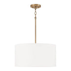Capital Lighting 314632AD-659 Aged Brass 18'' W X 9'' H 3-light Pendant In Aged Brass With White Fabric Drum Shade And Acrylic Diffuser Image 1
