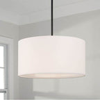 Capital Lighting 314632MB-659 Matte Black 18'' W X 9'' H 3-light Pendant In Matte Black With White Fabric Drum Shade And Acrylic Diffuser Image 2
