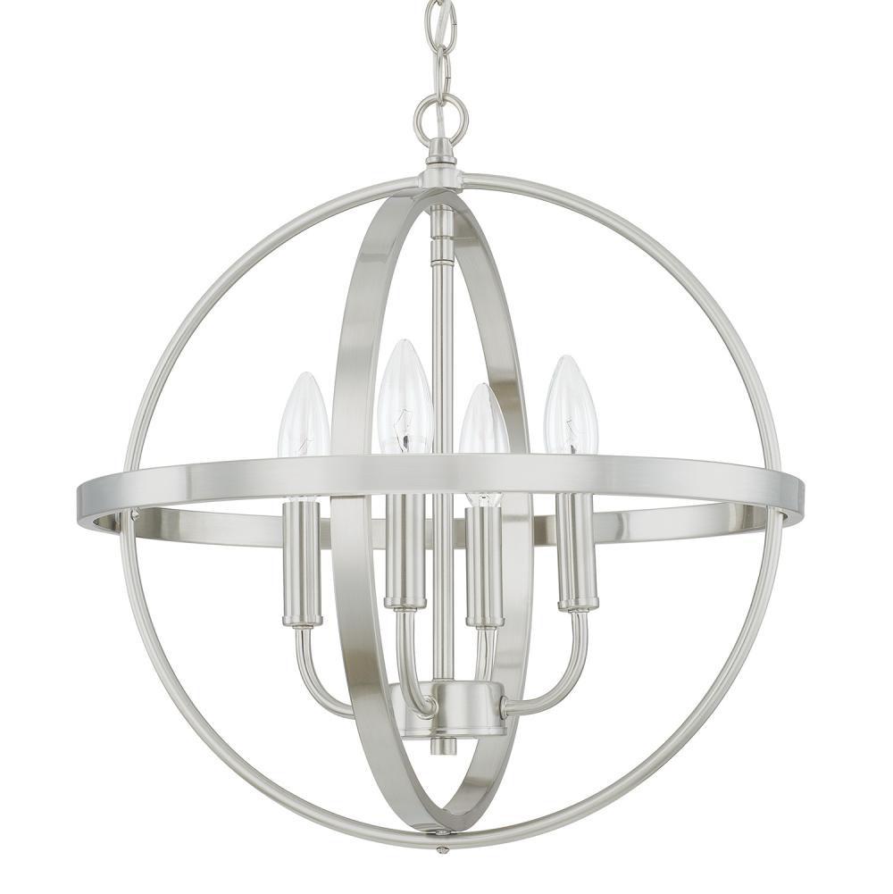 Capital Lighting Hartwell 16.5'' W X 17.5'' H 4-light Orb Pendant In Brushed Nickel