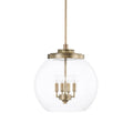 Capital Lighting Mid Century 15.5'' W X 16'' H 4-light Clear Glass Pendant In Aged Brass