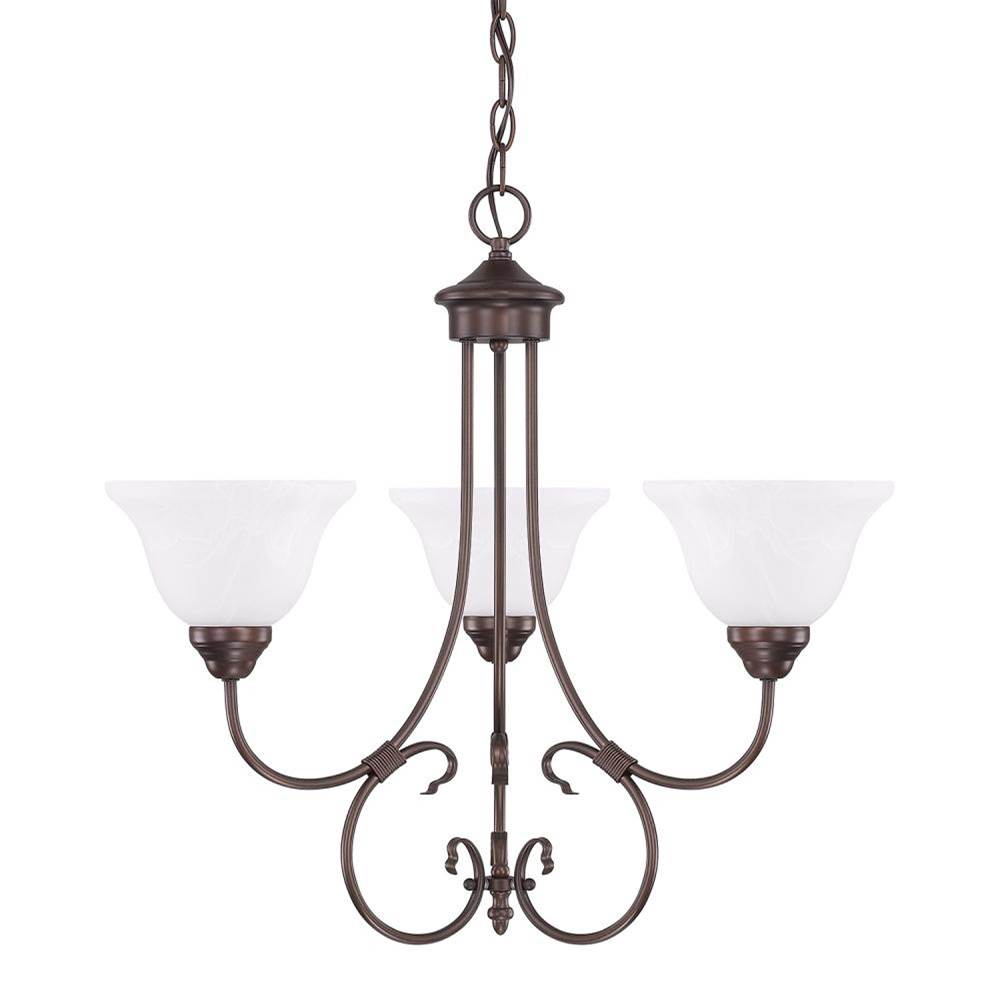 Capital Lighting Hometown 24'' W X 24'' H 3-light White Faux Alabaster Glass Chandelier In Bronze