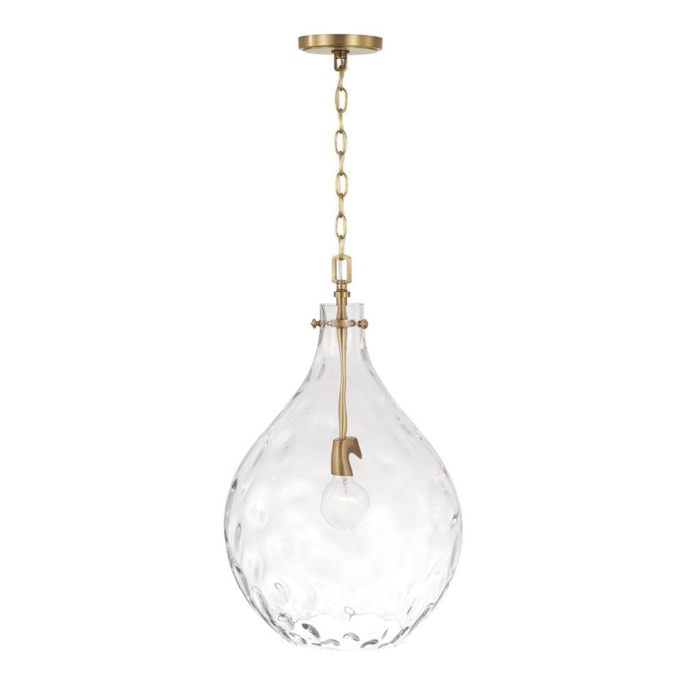 Capital Lighting 325011AD Aged Brass 15'' W X 24'' H 1-light Teardrop Pendant In Aged Brass With Water Glass Image 4