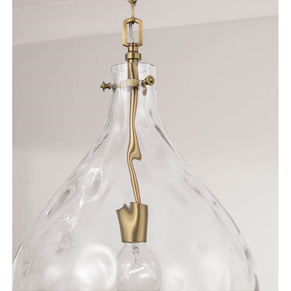 Capital Lighting 325011AD Aged Brass 15'' W X 24'' H 1-light Teardrop Pendant In Aged Brass With Water Glass Image 6