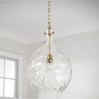 Capital Lighting Bristol 15'' W X 24'' H 1-light Teardrop Pendant In Aged Brass With Water Glass