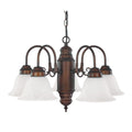 Capital Lighting David 21'' W X 13'' H 5-light Chandelier In Burnished Bronze With White Faux Alabaster Glass Shades