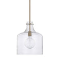 Capital Lighting Crawford 12'' W X 15'' H 1-light Clear Seeded Glass Pendant In Aged Brass