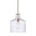 Capital Lighting Crawford 12'' W X 15'' H 1-light Clear Water Glass Pendant In Aged Brass