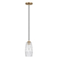 Capital Lighting Casper 5'' W X 10.5'' H 1-light Pendant In Aged Brass With Clear Embossed Glass Shade And Black Cord