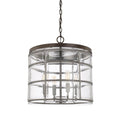 Capital Lighting Colby 15'' W X 16.5'' H 4-light Glass And Metal Cage Pendant In Distressed Urban Grey