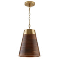 Capital Lighting 330314WR Medium Wood,Matte Brass 10'' W X 14.5'' H 1-light Cone Pendant In Medium Wood And Matte Brass Image 1