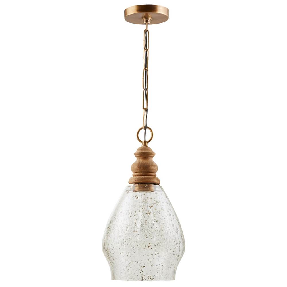 Capital Lighting 330413LW Light Wood,Patinaed Brass 8.5'' W X 16'' H 1-light Pendant With Light Wood Finial In Patinaed Brass Image 1