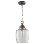 Capital Lighting 330414PW Dark Pewter 9'' W X 14'' H 1-light Stone Seeded Glass Pendant In Pewter Image 1