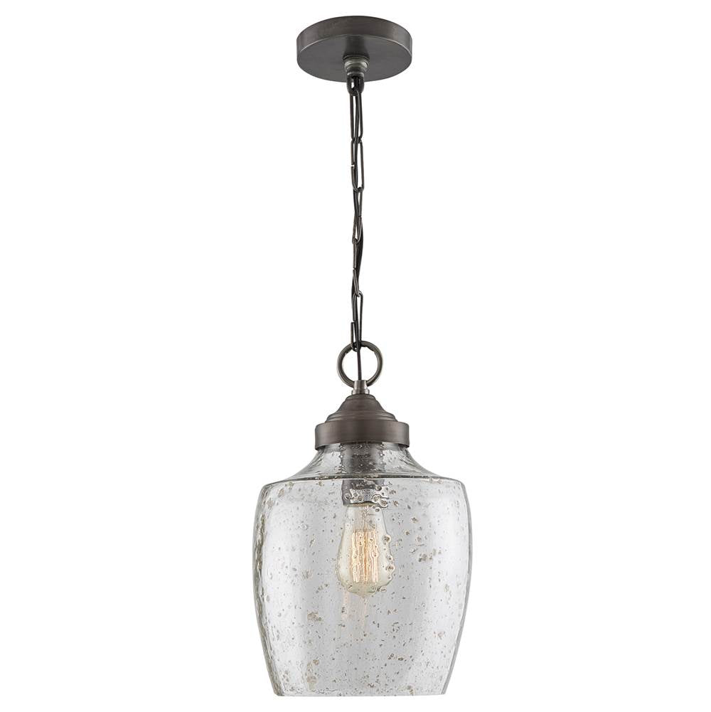 Capital Lighting 330414PW Dark Pewter 9'' W X 14'' H 1-light Stone Seeded Glass Pendant In Pewter Image 2