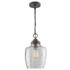 Capital Lighting 330414PW Dark Pewter 9'' W X 14'' H 1-light Stone Seeded Glass Pendant In Pewter Image 2