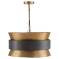 Capital Lighting 330446PZ Patinaed Brass,Dark Zinc 20'' W X 11.5'' H 4-light Pendant In Patinaed Brass And Dark Zinc With Hammered Drum Shade Image 1
