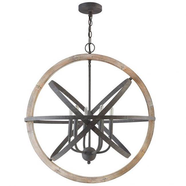 Capital Lighting 330561IW Iron,Wood 28.5'' W X 31'' H 6-light Orb Pendant In Iron And Wood Image 1
