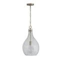 Capital Lighting Rabun 12'' W X 21.5'' H 1-light Teardrop Stone Seeded Glass Pendant In Brushed Nickel
