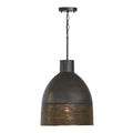 Capital Lighting 335112GI Grey Iron 15'' W X 18.5'' H 1-light Pendant In Grey Iron With Intricately Hand-wound Steel Wire And Brass Speckling Image 1