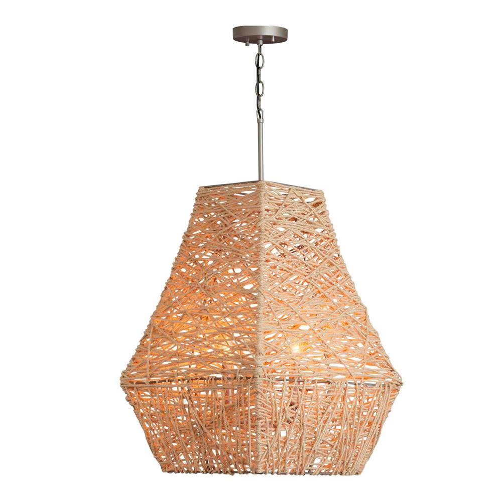 Capital Lighting 335241NY Natural Jute,Grey 19'' W X 27'' H 4-light Woven Natural Jute Pendant In Grey Image 1