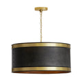 Capital Lighting 335641GB Galvanized Black,True Brass 24'' W X 12.5'' H 4-light Drum Pendant In Galvanized Black Metal With Brass Trim Image 1