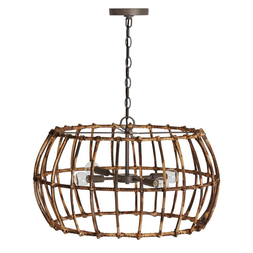 Capital Lighting Sanibel 23.5'' W X 14.5'' H 4-light Cage Drum Pendant In Blazed Rattan And Nordic Grey