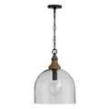 Capital Lighting Inglewood 15'' W X 19'' H 1-light Clear Organic Rippled Glass Pendant With Grey Wash Finial In Pewter