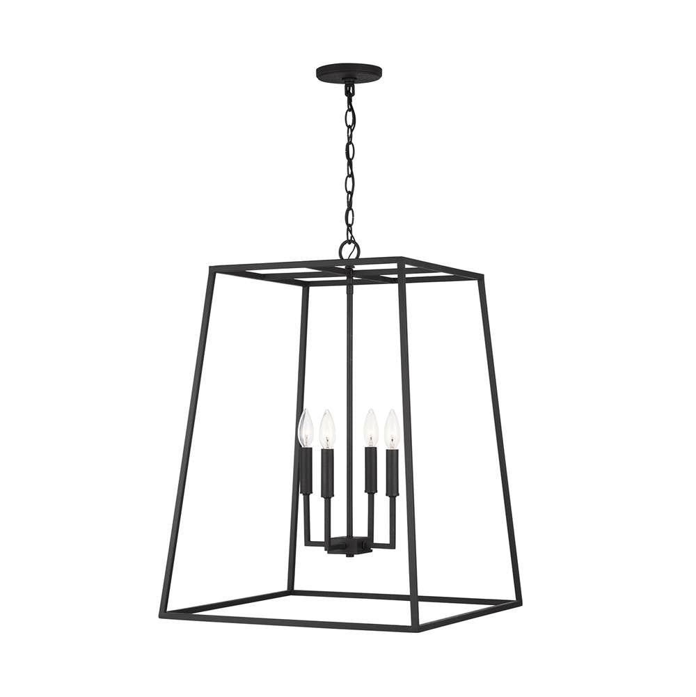 Capital Lighting Clint 21'' W X 29'' H 4-light Lantern Foyer Pendant In Black Iron