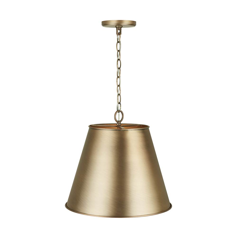 Capital Lighting Welker 16'' W X 14.5'' H 1-light Cone Pendant In Aged Brass With Metal Shade