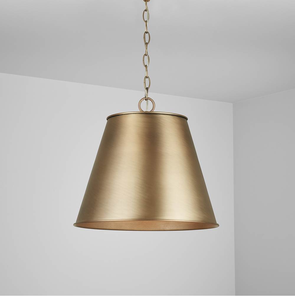 Capital Lighting 337811AD Aged Brass 16'' W X 14.5'' H 1-light Cone Pendant In Aged Brass With Metal Shade Image 3