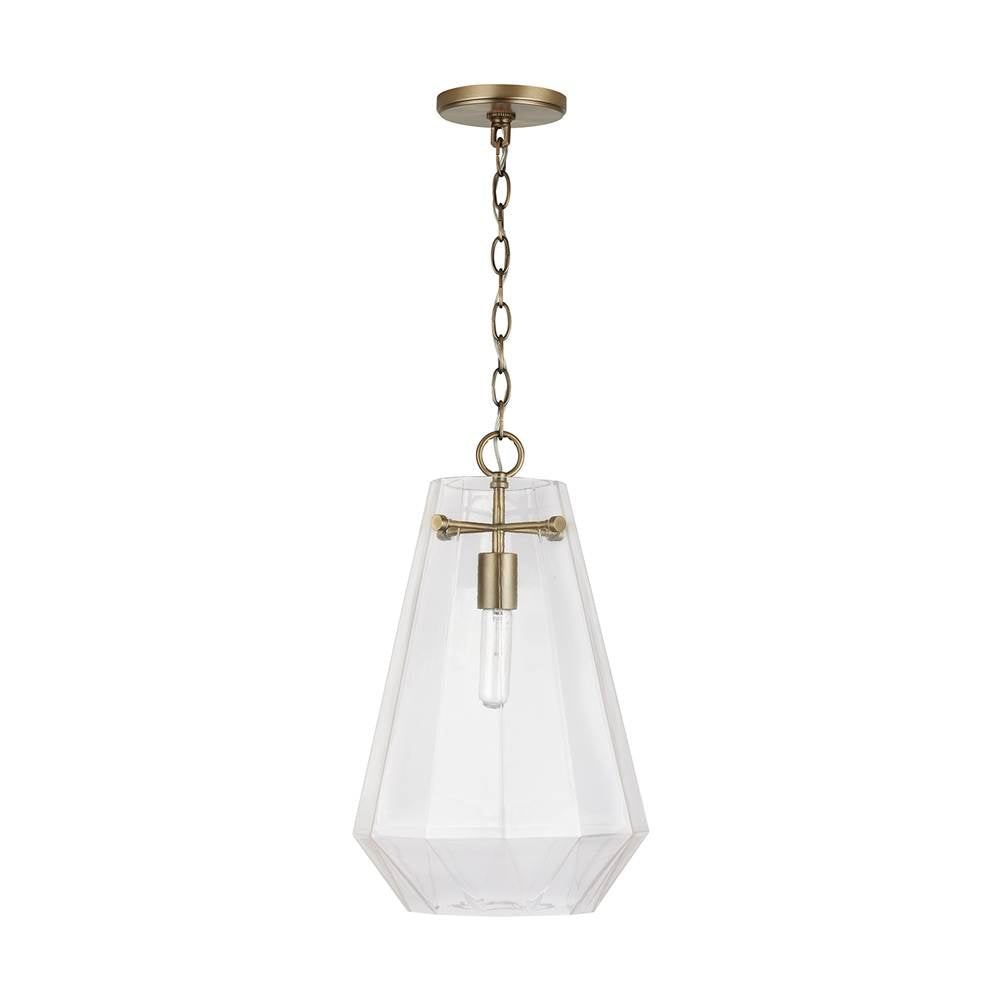 Capital Lighting 338316AD Aged Brass 11'' W X 18.5'' H 1-light Clear Prismatic Glass Pendant In Aged Brass Image 1